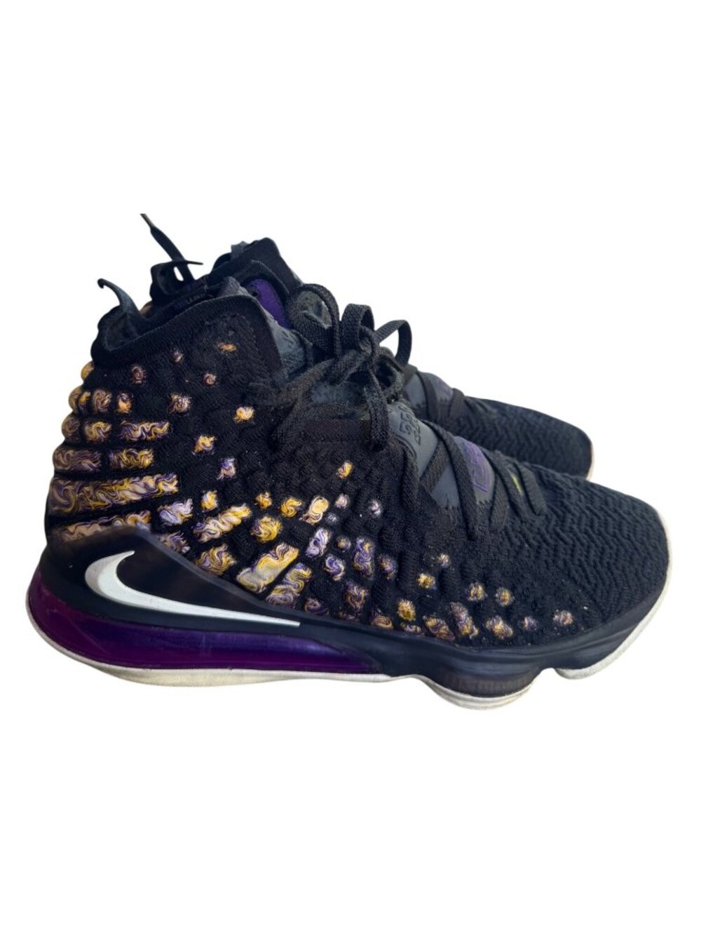 Authentic Nike Mens Lebron 17 Lakers Black Purple Sneakers Shoes Size 9.5